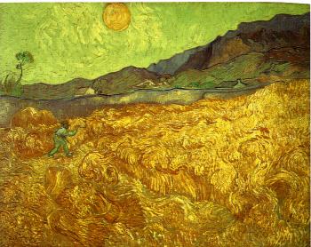 Vincent Van Gogh : Wheat Fields with Reaper at Sunrise